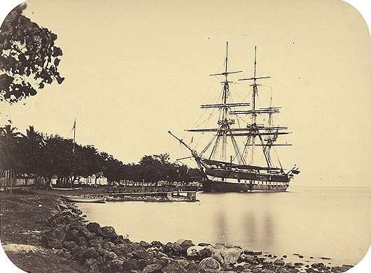La Sybille au quai de Papeete en 1869-1870